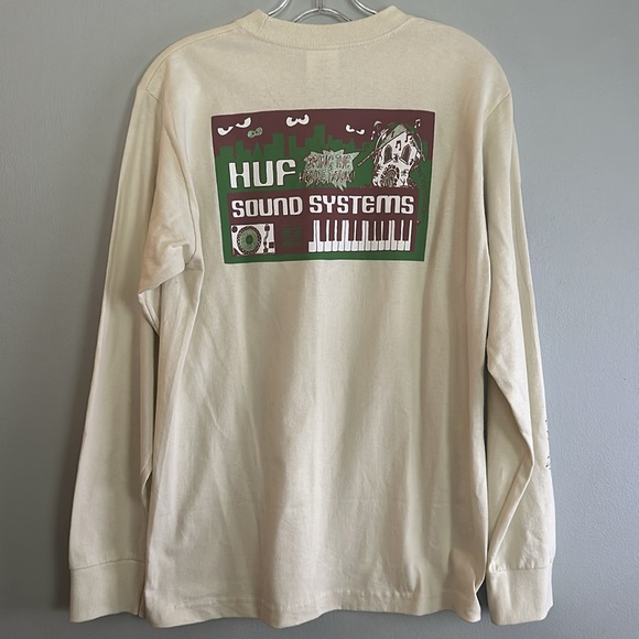 HUF men NWOT tan Sound Systems long sleeve skateboard tshirt - Picture 6 of 12